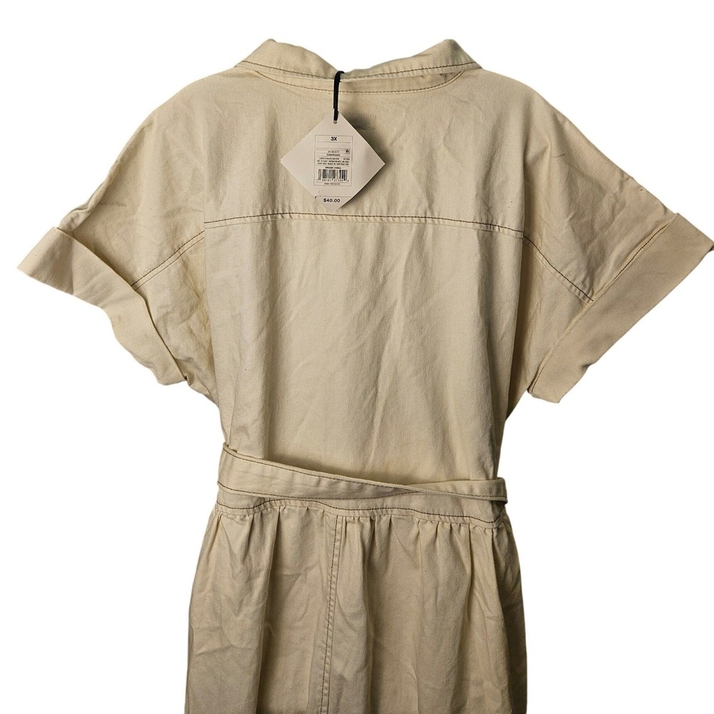 Universal Thread Midi Dress Womens 3X Cream NWT Utility Button Down Belted - Picture 5 of 5